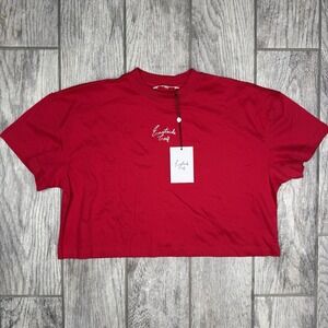 Eastside Golf Shirt Womens Red Cropped NWT Crop Top Golfing Gym Embroidered Sz L